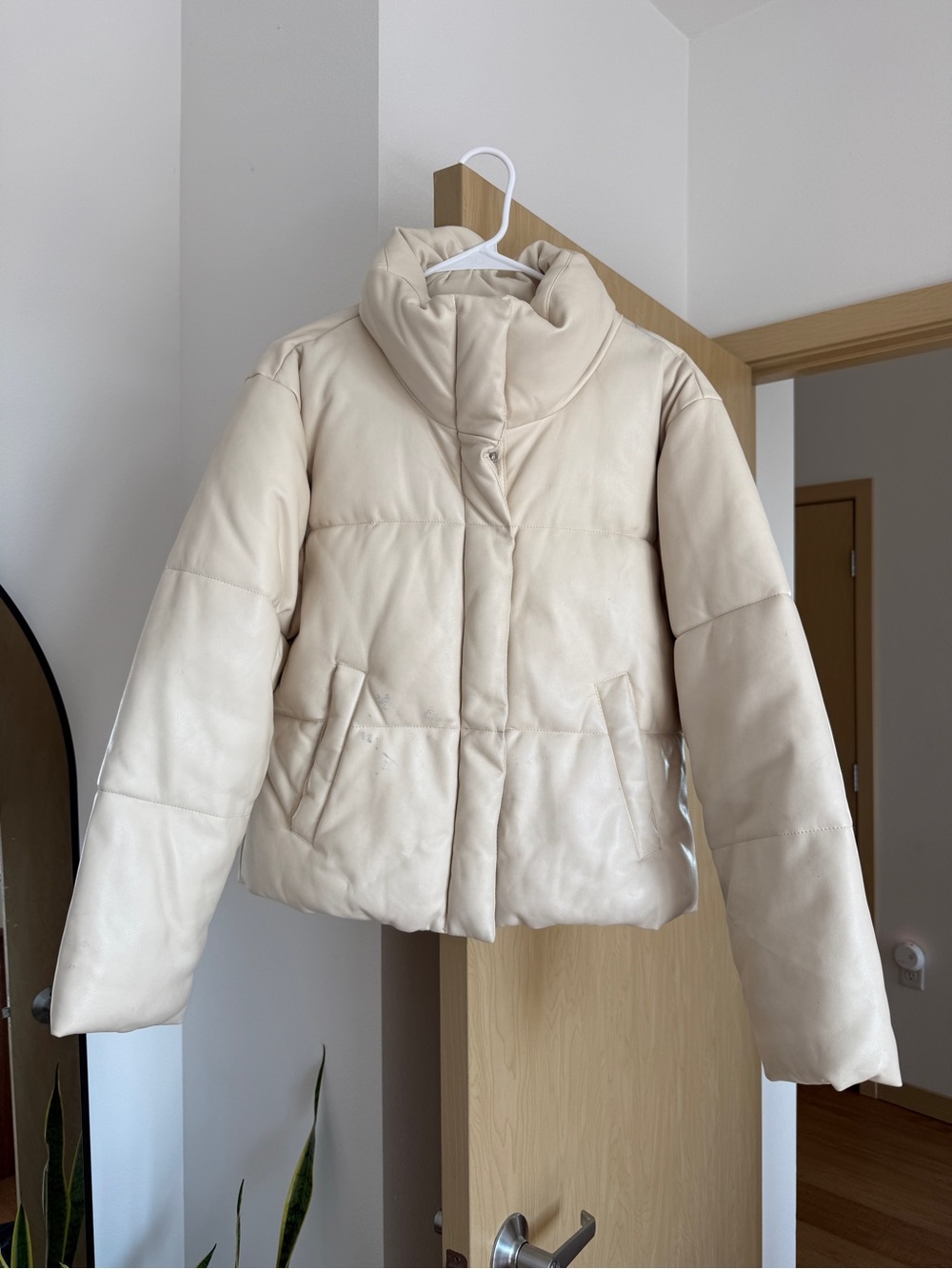 Cream Leather Abercrombie Mini Puffer